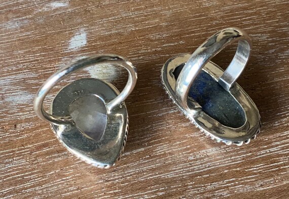 Large Sterling silver lapis lazuli and moonstone rings View 5