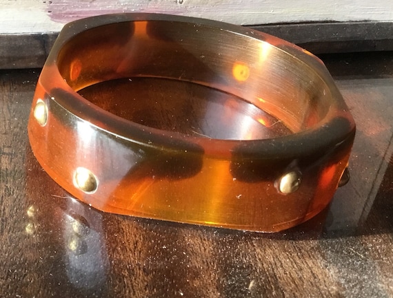 2 brown lucite bangel bracelets - image 4