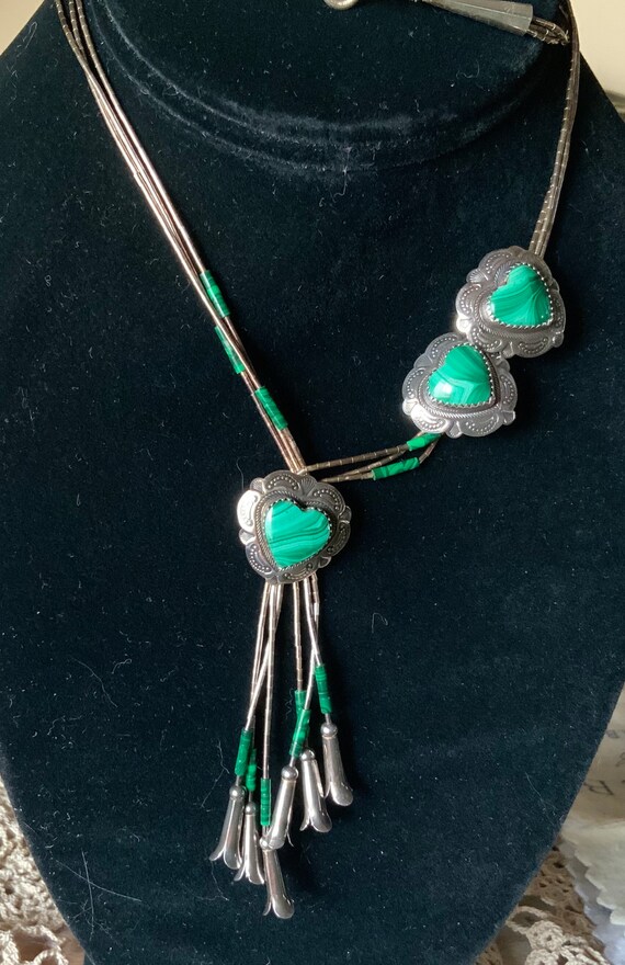 Native American Kokopelli Malachite Sterling Silver pendant and choker