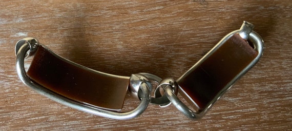 Brown Bakelite chrome bracelet - image 3