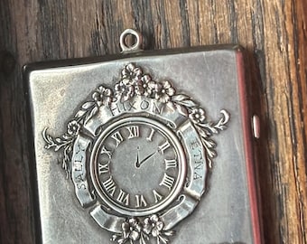 Vintage Sterling silver birth record locket/book pendant/ornament