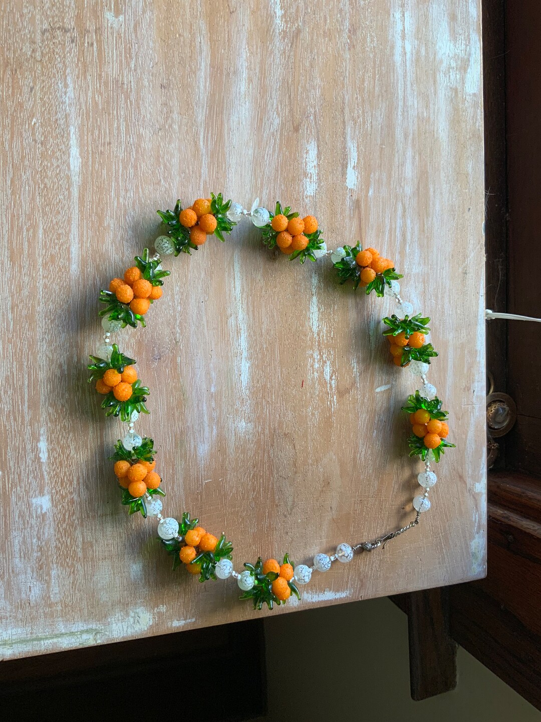 Vtg 1940s Murano Glass Leaves Sugar Glass Oranges Clementines