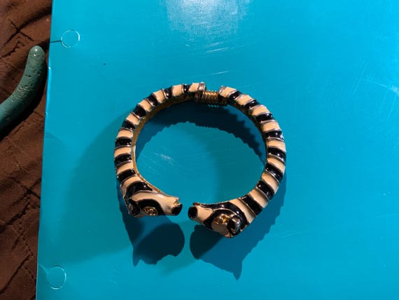 Kenneth Jay Lane KJL Zebra Cuff Hinge Bracelet - image 6
