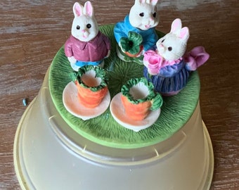 Vintage miniature bunny tea set