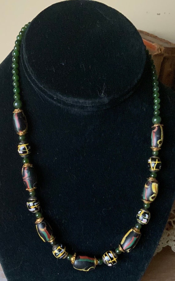 African and jade beaded necklace