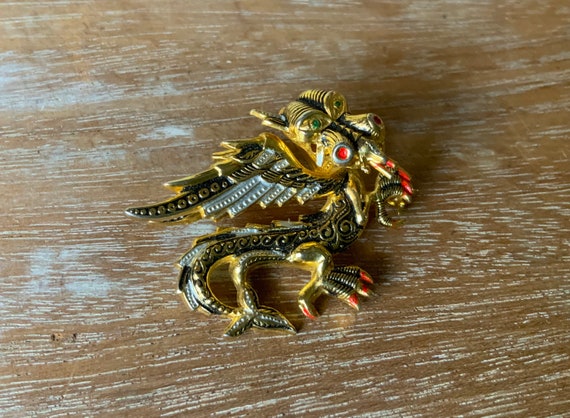 Damascene 3D dragon brooch - image 1