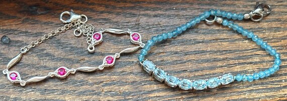 Sterling silver ruby and topaz bracelets - image 3