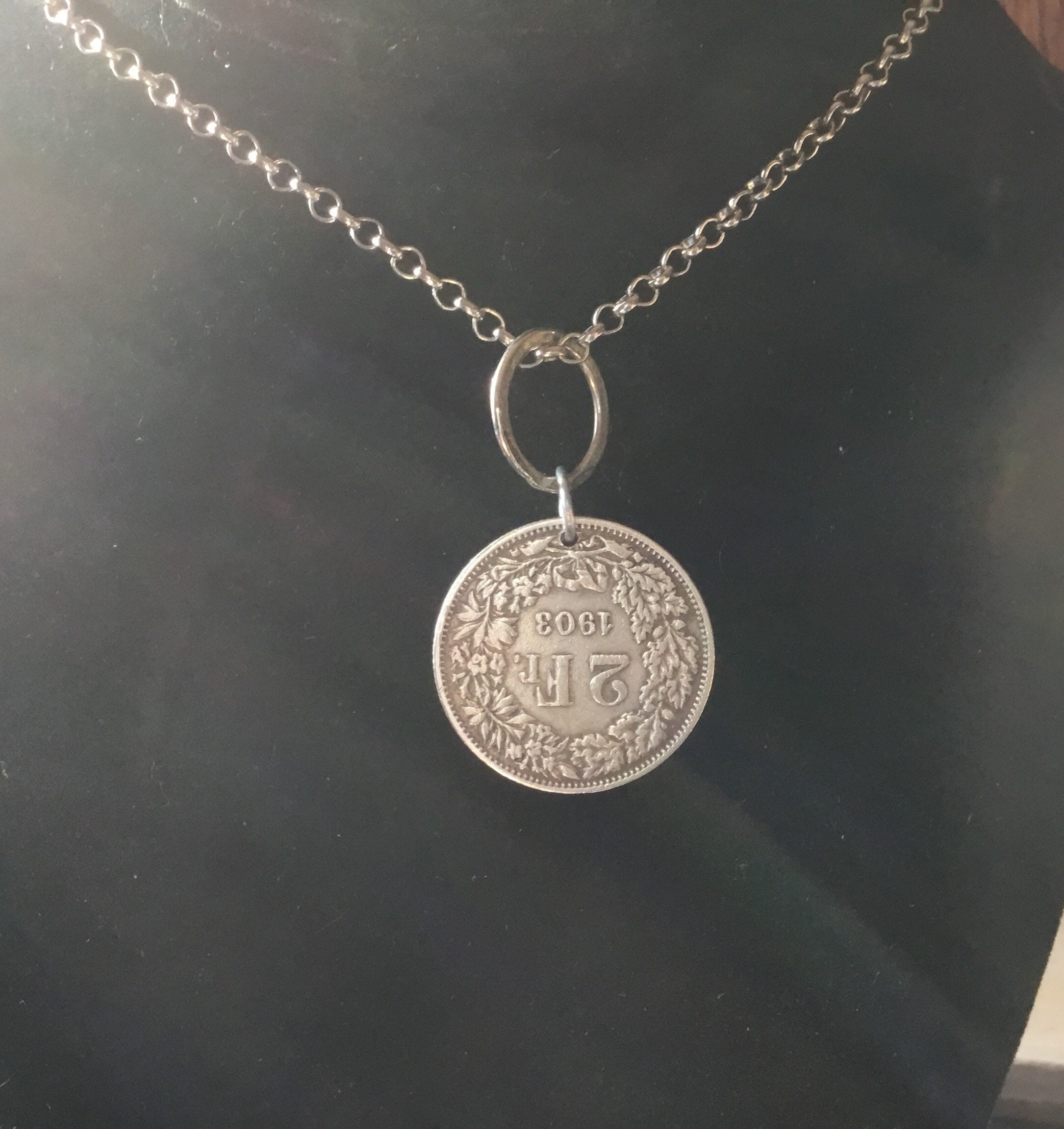 Sterling Silver Coin and Chain Pendant - Etsy