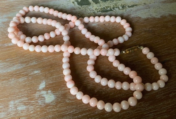 Angel skin coral beaded necklace