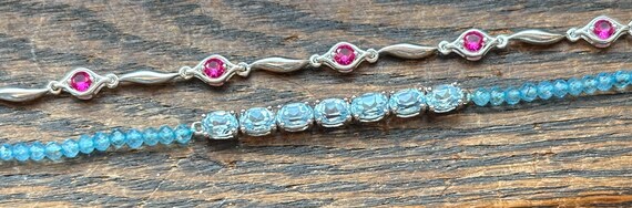 Sterling silver ruby and topaz bracelets - image 2