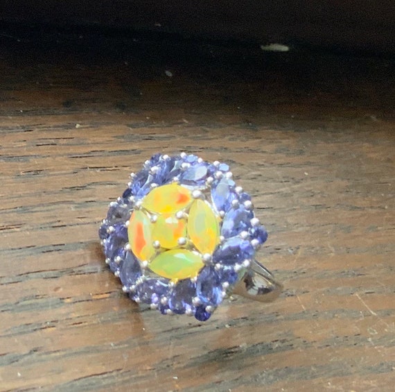 Sterling silver Ethiopian opals and tanzanite sto… - image 4