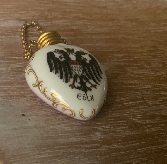 Porcelain heart perfume chatelaine bottle