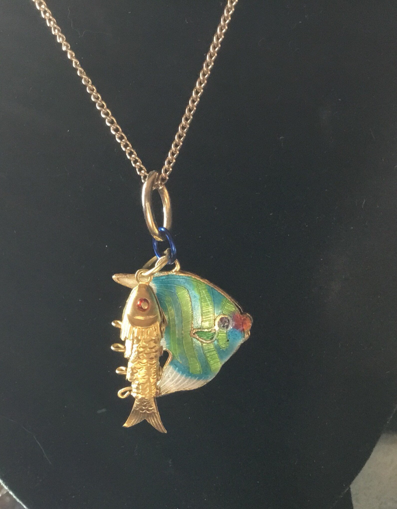 Enamel and Articulated Gold Fish Pendant and Necklace Etsy