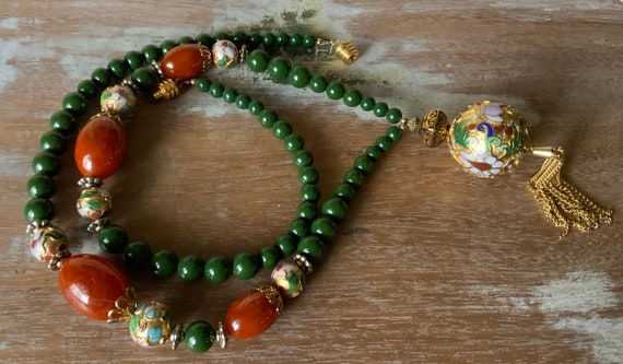 Long cloisonné beaded necklace - image 2