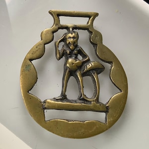 Vintage Horse Brass Lucky Piskey Pixie Imp Martingale Medallion/ England
