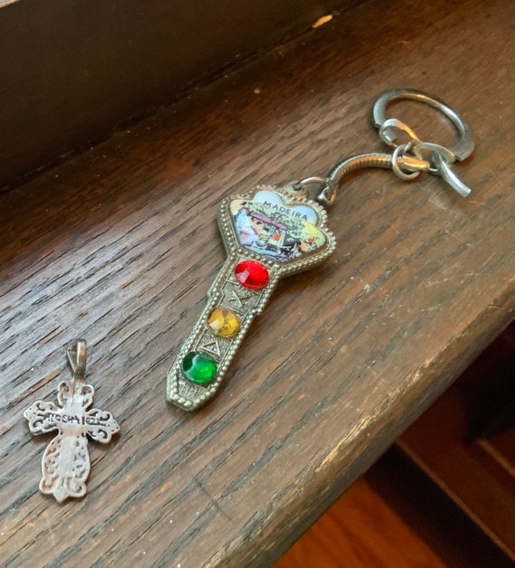 Sterling silver crosscharm and religious enamel k… - image 3