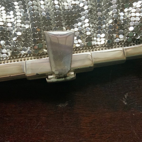 Vintage Whiting & Davis Silver Mesh Evening Bag/Purse Wristlet, Silver Plated
