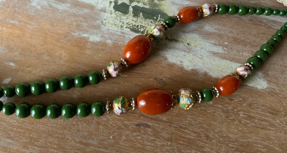 Long cloisonné beaded necklace - image 6