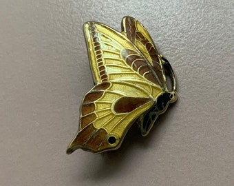 Vintage sterling silver enamel butterfly brooch