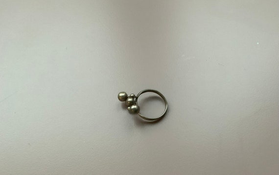 Modernist Sterling silver signed ball ring - image 2