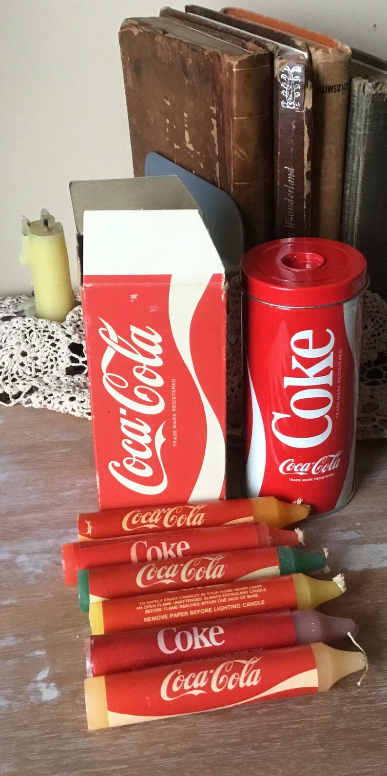 Collectible vintage Coca Cola tin can and emergency candles Etsy