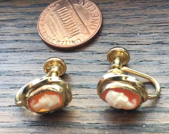 12k gold filled cameo screw back earrings