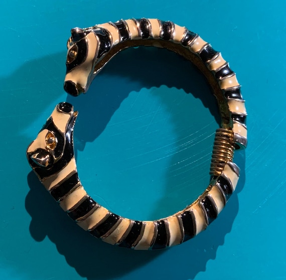 Kenneth Jay Lane KJL Zebra Cuff Hinge Bracelet - image 4