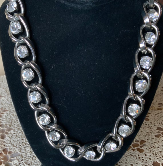 Chunky Steve Madden silver tone rhinestone choker - image 1