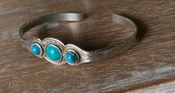 Sterling silver turquoise cuff bracelet Mexico - image 4