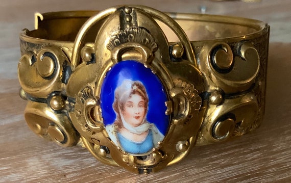 Edwardian porcelain face bangle - image 1