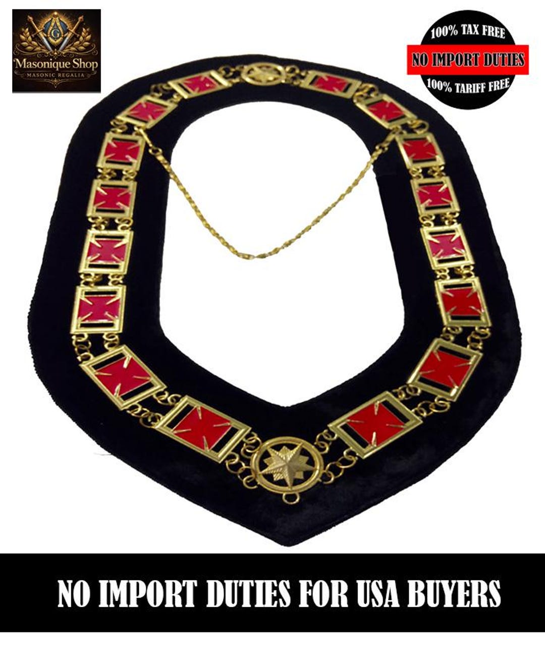 Knight Order Chain Knights Templar Chain Collar - Gold Plated - Etsy