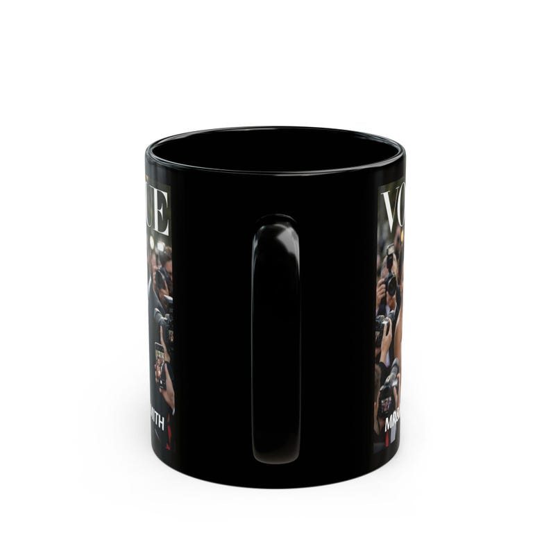 Custom Couple Portrait from Photo Mug, Fashion Magazine Inspired Personalized Vogue Style Cover Cup, Unique Anniversary Gift for Couple image 7