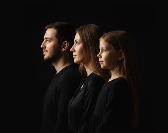 Custom AI Family Portrait – Cinematic Profile Art on Black (Digital Download)