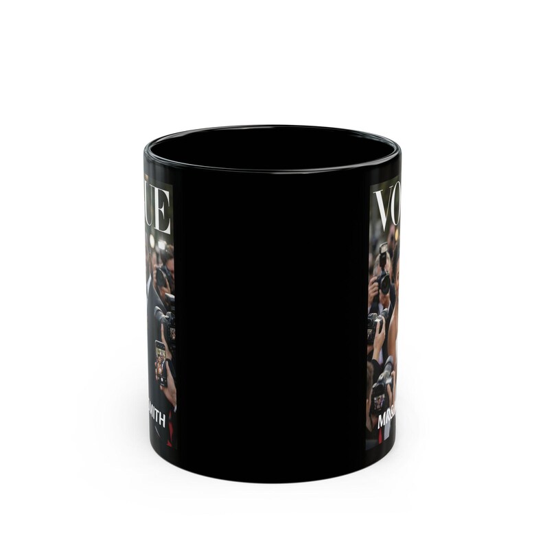 Custom Couple Portrait from Photo Mug, Fashion Magazine Inspired Personalized Vogue Style Cover Cup, Unique Anniversary Gift for Couple image 5