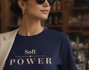 Soft Power Minimalist Gold Typography T-Shirt – Quiet Luxury Tee
