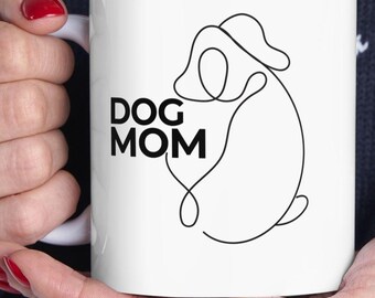 Dog Mom Mug, Dog Lover Gift, Gift for Dog Mom, Cute Dog Mug, Minimalist Dog Design, Pet Lover Coffee Mug, Mother's Day Gift for Dog Lover