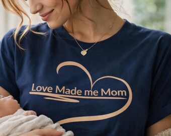 Love Made Me Mom Shirt Minimal Heart Mom Tee Mothers Day Gift For Mom Minimalist Mom Shirt Cute Mom Gift Trendy Mom Tee