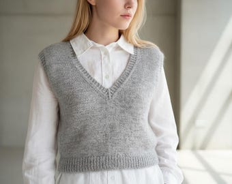 Modello per gilet in maglia Terra – Elegante maglione senza maniche con scollo a V per strati