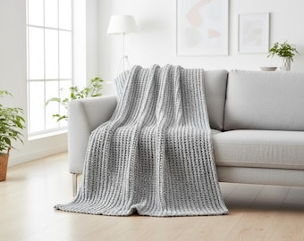 Coperta moderna all'uncinetto a coste spesse (modello PDF)