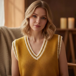 Pascal Unisex V-Neck Knit Slipover Pattern – Classic Minimalist Sleeveless Sweater