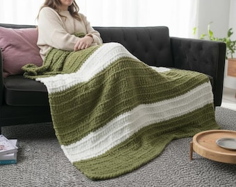 Patrón de manta de punto a rayas: acogedora y moderna manta decorativa para el hogar