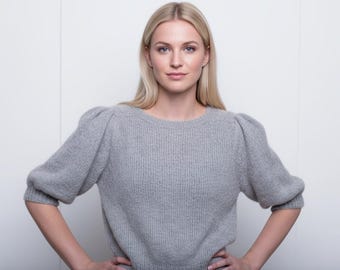 Mazae Puff Sleeve Cropped Knit Sweater Pattern – Feminine Vintage-Inspired Pullover