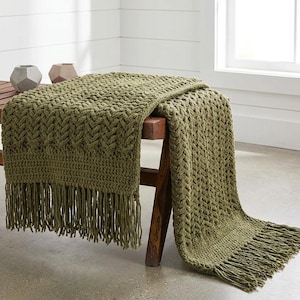 Chunky Crochet Throw Blanket Pattern, Herringbone Textured Afghan (PDF Download)