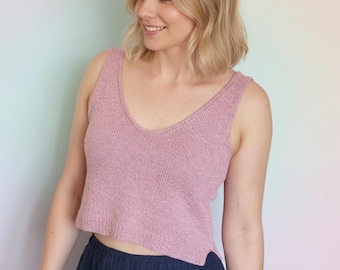 Tip Top Tank: Patrón de top de verano con cuello en V de tejido fácil para mujer