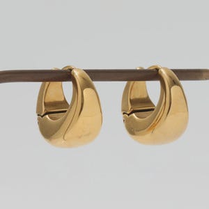 Brede gouden oorbellen - roestvrijstalen waterdichte dikke hoepels - 18 kt gouden sieraden met PVD-coating - hypoallergeen
