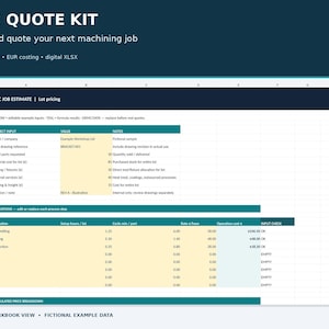 CNC Quote Calculator for Excel | EUR Machine Shop Costing & 3 Lot Sizes