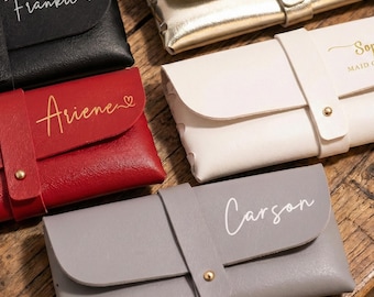 Personalized Leather Glasses Case, Custom Sunglasses Holder with Name, Handcrafted Eyewear Pouch, Monogrammed Glasses Sleeve