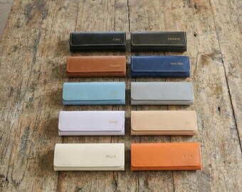 Personalized Leather Glasses Case with Name, Custom Sunglasses Case Hard Shell, Engraved Eyewear Holder, Groomsmen Gift, Father's Day Gift