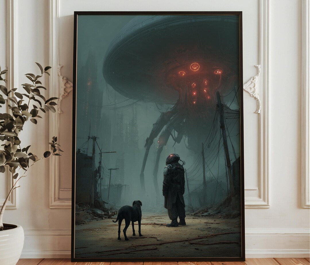 Cyberpunk Alien Walker Art Print - Sci-fi Apocalypse Poster ...