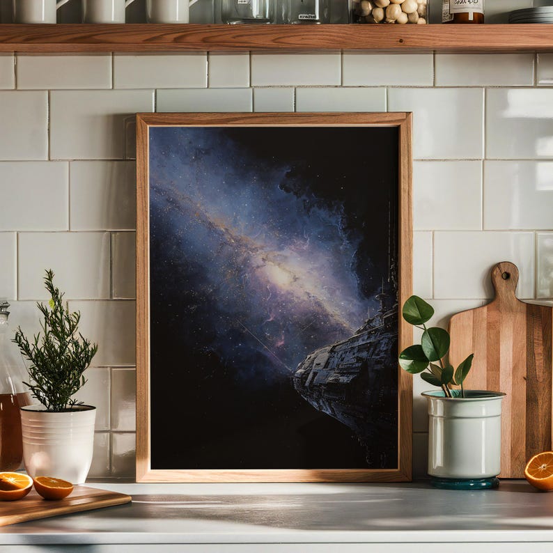 Deep Space Galaxy Art Print - Sci Fi Starship Poster - Cosmic Nebula ...